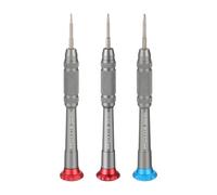 sourcing map Set di 3 cacciaviti di precisione Phillips da 1,2/1,5/2 mm, in acciaio S2, magnetici, con manico in alluminio, per occhiali, orologi, computer portatili, argento (blu)/argento (rosso)