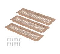 sourcing map Set di 3 coperture per griglia di ventilazione in alluminio, con viti di montaggio, per ante di armadi, armadi, colore marrone, dimensioni esterne 30,5 x 7,6 cm