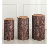 sourcing map Set di 3 coperture per supporto cilindriche in elastan testurizzato in legno per decorazione di feste, matrimoni, compleanni, contiene solo coperchi per cilindri (tessuto elastico, 3