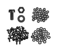 sourcing map Set di 30 viti a testa tonda a croce in plastica PA66, M3 x 5 mm, viti a testa tonda Phillips, dadi esagonali, rondelle piatte, elementi di fissaggio metriche a filettatura completa, per