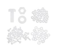 sourcing map Set di 30 viti a testa tonda a croce in plastica PA66, M3 x 8 mm, viti a testa tonda Phillips, dadi esagonali, rondelle piatte, elementi di fissaggio metriche a filettatura completa, per