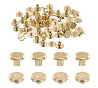sourcing map Set di 30 viti Chicago M4 x 6 mm, in metallo, con testa scanalata, rivetti a chiodo, rivetti per fai da te, cintura, borsa, artigianato, rilegatura, color oro