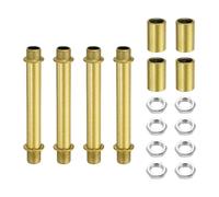 sourcing map Set di 4 aste dritte per lampade da 80 mm, in acciaio al carbonio M10, con filettatura fine a doppia estremità con dadi di bloccaggio, connettore a manicotto per lampade da tavolo da