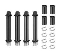 sourcing map Set di 4 aste dritte per lampade da 80 mm, in acciaio al carbonio M10, con filettatura fine a doppia estremità con dadi di bloccaggio, connettore a manicotto per lampade da tavolo da