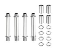 sourcing map Set di 4 aste dritte per lampade da 80 mm, in acciaio al carbonio M10, con filettatura fine a doppia estremità con dadi di bloccaggio, connettore a manicotto per lampade da tavolo da