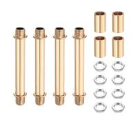 sourcing map Set di 4 aste dritte per lampade da 80 mm, in acciaio al carbonio M10, con filettatura fine a doppia estremità con dadi di bloccaggio, connettore a manicotto per lampade da tavolo da