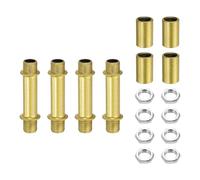 sourcing map Set di 4 aste per lampade dritte da 50 mm, in acciaio al carbonio M10, con filettatura fine a doppia estremità con dadi di bloccaggio, connettore a manicotto per lampade da tavolo da