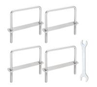 sourcing map Set di 4 bulloni a U quadrati M8, 101 mm, larghezza interna 100 mm, lunghezza 304 in acciaio inox 304, con dadi, piastre e chiave per rimorchio, sci, barca, barca da pesca