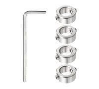sourcing map Set di 4 collari di arresto per trapano da 12 mm, anello di fine foratura regolabile, in acciaio inossidabile, superficie anodizzata, posizionatore per mandrino, con chiave esagonale