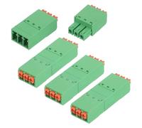 sourcing map Set di 4 connettori a morsettiera a vite a 3 pin con passo da 3,81 mm per montaggio su PCB diritti senza saldatura, connettori maschio e femmina 15EDGKN per 22-16AWG