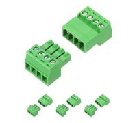 sourcing map Set di 4 connettori a morsettiera a vite a 4 pin, passo 3,5 mm, montaggio su PCB, spina ad angolo retto per moduli di alimentazione audio fai da te elettronica, cavo 26-16AWG