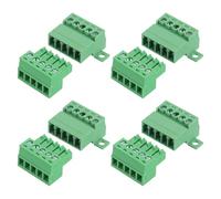 sourcing map Set di 4 connettori per morsettiera a vite a 5 pin, passo 3,5 mm, maschio e femmina, terminale a vite per montaggio su PCB 300 V 8 A, connettore verde per progetti elettronici domestici