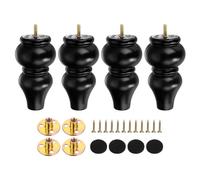 sourcing map Set di 4 gambe in legno per mobili da 15,2 cm, di ricambio, con viti di montaggio, per armadi, divani, comò, sedie, ottomane, tavoli, colore nero