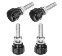 sourcing map Set di 4 manopole zigrinate con dadi rondelle, filettatura maschio metrica M5 x 20 mm, testa in plastica da 15 mm, in acciaio al carbonio zincato, manopole a mano di serraggio con