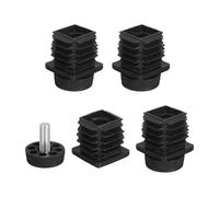 sourcing map Set di 4 piedini di livellamento, 30 x 30 mm, regolabili, in plastica, per mobili, mobili, rettangolari, con vite per fori da 30 mm, per tavoli, sedie, mobili, colore nero