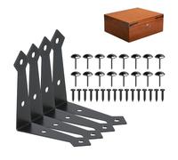 sourcing map Set di 4 staffe angolari decorative 7,4 x 7,4 x 2 cm, staffe piatte a forma di L, in metallo, protezioni angolari per porte scorrevoli e per porte di fienili, decorazioni per garage