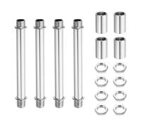 sourcing map Set di 4 steli dritti per lampada da 100 mm, in acciaio al carbonio M10, asta a doppia estremità con filettatura fine con dadi di bloccaggio, connettore a manicotto per lampade da tavolo