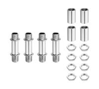 sourcing map Set di 4 steli dritti per lampada da 40 mm, in acciaio al carbonio M10, asta a doppia estremità con filettatura fine con dadi di bloccaggio, connettore a manicotto per lampade da tavolo