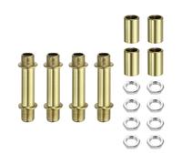 sourcing map Set di 4 steli dritti per lampada da 50 mm, in acciaio al carbonio M10, asta a doppia estremità con filettatura fine con dadi di bloccaggio, connettore a manicotto per lampade da tavolo