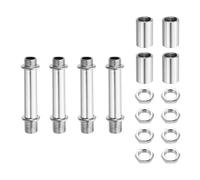 sourcing map Set di 4 steli dritti per lampada da 60 mm, in acciaio al carbonio M10, asta a doppia estremità con filettatura fine con dadi di bloccaggio, connettore a manicotto per lampade da tavolo