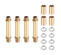 sourcing map Set di 4 steli dritti per lampada da 60 mm, in acciaio al carbonio M10, asta a doppia estremità con filettatura fine con dadi di bloccaggio, connettore a manicotto per lampade da tavolo