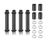 sourcing map Set di 4 steli dritti per lampada da 70 mm, in acciaio al carbonio M10, asta a doppia estremità con filettatura fine con dadi di bloccaggio, connettore a manicotto per lampade da tavolo