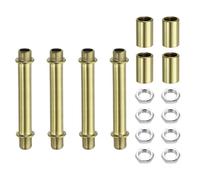 sourcing map Set di 4 steli dritti per lampada da 80 mm, in acciaio al carbonio M10, con filettatura fine a doppia estremità con dadi di bloccaggio, connettore a manicotto per lampade da tavolo da