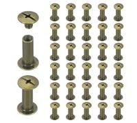 sourcing map Set di 40 rivetti a vite Chicago, M5 x 16 mm, in metallo, a testa Phillips, per fai da te in pelle, borse, artigianato, rilegatura, colore: bronzo