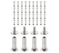 sourcing map Set di 40 viti Chicago M2 x 10,9 mm di lunghezza 5 mm in metallo Phillips rivetti vite per rilegatura fai da te in pelle, cintura, borse, artigianato, rilegatura, argento