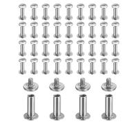 sourcing map Set di 40 viti Chicago M2 x 10 mm di lunghezza 5 mm in metallo Phillips rivetti vite per rilegatura fai da te in pelle, cintura, borse, artigianato, rilegatura, argento