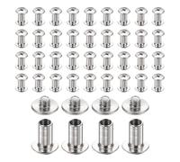 sourcing map Set di 40 viti Chicago M4 x 10 mm di lunghezza 6 mm in metallo Phillips rivetti rivetti rivetti vite per rilegatura fai da te in pelle, cintura, borsa, artigianato, rilegatura, argento