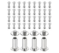 sourcing map Set di 40 viti Chicago M4 x 13 mm di lunghezza 6 mm in metallo Phillips rivetti rivetti rivetti vite per rilegatura fai da te in pelle, cintura, borsa, artigianato, rilegatura, argento
