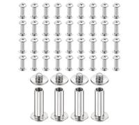 sourcing map Set di 40 viti Chicago M4 x 15 mm di lunghezza 6 mm in metallo Phillips rivetti rivetti rivetti vite per rilegatura fai da te in pelle, cintura, borsa, artigianato, rilegatura, argento