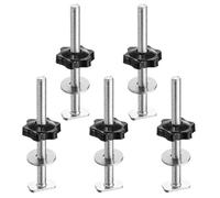 sourcing map Set di 5 bulloni a T, M8 x 100 mm, bulloni filettati M8 x 32 mm, dado esagonale a mano con rondella per maschere e dispositivi per la lavorazione del legno, nero argento