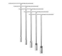 sourcing map Set di 5 chiavi a bussola con impugnatura a T, chiavi a bussola metriche in acciaio a 6 punti (8/10/12/13/14 mm) con lunga portata, per riparazioni di moto, biciclette e auto, argento