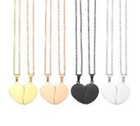 sourcing map Set di 5 collane con ciondolo a forma di cuore spezzato, in acciaio inox, con incisione "Best Friend Forever", regolabile, con due mezzi cuori (2,8 cm, argento, oro, oro rosa)