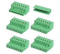 sourcing map Set di 5 connettori a 7 pin con passo da 5,08 mm per montaggio su PCB con morsettiera a vite diritti senza saldatura 2EDGKD connettori maschio e femmina per 28-10AWG