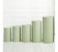 sourcing map Set di 5 coperture cilindriche in spandex verde chiaro, copertura per piedistallo per feste, matrimoni, compleanni, decorazione, contiene solo coperture per cilindri (tessuto elastico)