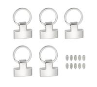 sourcing map Set di 5 portachiavi con anello diviso, 2,5 cm, con 2 viti, per portachiavi da auto, cordino da polso, in pelle, color argento