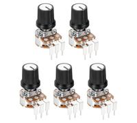 sourcing map Set di 5 potenziometri rotativi WH148 B10K Ohm con interruttore, encoder rotativo a 3 pin con pulsante e manopola e dadi bianchi AG3 dimmer, rondelle per chitarra elettrica, altoparlanti