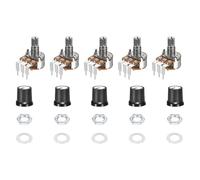 sourcing map Set di 5 potenziometri rotativi WH148 B50K Ohm con interruttore, encoder rotativo a 3 pin con pulsante e manopola e dadi bianchi AG3 dimmer, rondelle per chitarra elettrica, altoparlanti
