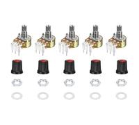 sourcing map Set di 5 potenziometri rotativi WH148 B50K Ohm con interruttore, encoder rotativo a 3 pin con pulsante e manopola e dadi AG3 rossi, rondelle per chitarra elettrica, altoparlanti