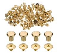 sourcing map Set di 50 viti Chicago M5 x 7 mm, in metallo, a testa Phillips, rivetti per fai da te, in pelle, cintura, borse, artigianato, rilegatura, color oro
