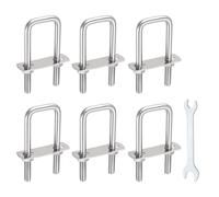 sourcing map Set di 6 bulloni a U quadrati M8, 31 mm, larghezza interna 90 mm, lunghezza 304 in acciaio inox 304, con dadi, piastre e chiave per rimorchio, sci, barca, barca da pesca