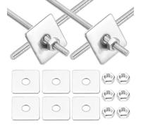 sourcing map Set di 8 aste filettate M3 x 55 mm, in acciaio inox 304, con filettatura destra, con dado e rondella quadrata per viti di fissaggio per ancoraggio strutturale