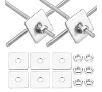 sourcing map Set di 8 aste filettate M3 x 65 mm, in acciaio inox 304, filettatura destra con dado e rondella quadrata per viti di fissaggio di ancoraggio strutturale
