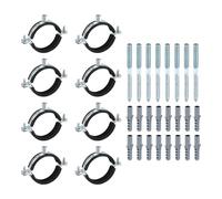 sourcing map Set di 8 ganci per tubi ad anello diviso, 75 mm, in lamiera di acciaio zincato, montaggio a parete e soffitto, regolabili, con vite e tubo di espansione, per impianti idraulici HVAC (M8