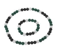 sourcing map Set di collana e braccialetto, 45,7 cm, collana da baseball da 19 cm, braccialetto con glitter collezione ghiaccio, perline ispirate a strass, per uomini, donne, giocatori, regali (verde