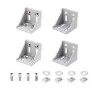 sourcing map Set di connettori per profili di estrusione in alluminio argento, serie 6060, staffe angolari a forma di L, accessori estrusi per guide in alluminio da 8 mm, set da 4