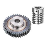 sourcing map Set ingranaggi a vite senza fine in acciaio #45 40T modulo 1,5 tasso di riduzione 20:1, rotazione destra, ruota del cambio per ridurre la parte di trasmissione (ingranaggio 12 mm, foro 63